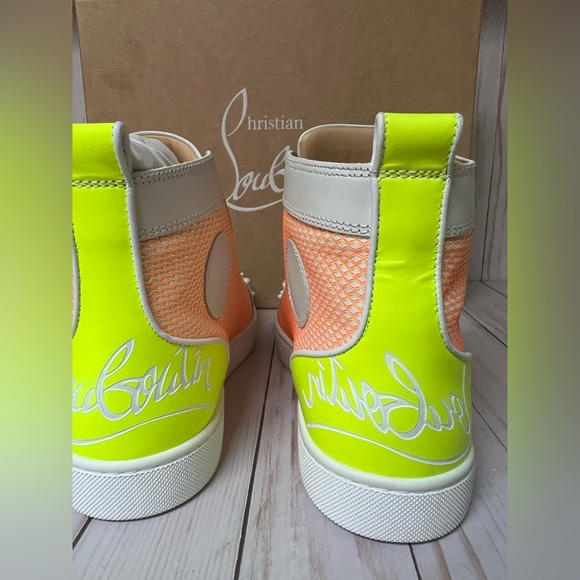 Christian Louboutin Fun Lou Spikes High Top Sneaker White/Yellow Sz 42 / 9 - Picture 12 of 14